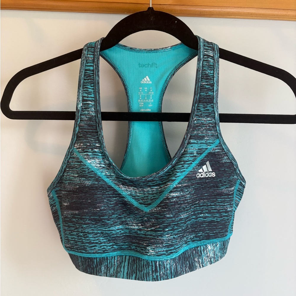 Adidas Women's Blue Patterned Sports Bra
